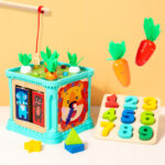 Children's Wooden Toys Multifunctional Early Education Game Box Pulling Carrots Matching Cognitive Puzzles Fun Treasure Box