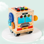 Wooden Montessori Toys Kids Wooden Montessori Busy Block Game Wholesale High Quality Busy Bus Educational Toy
