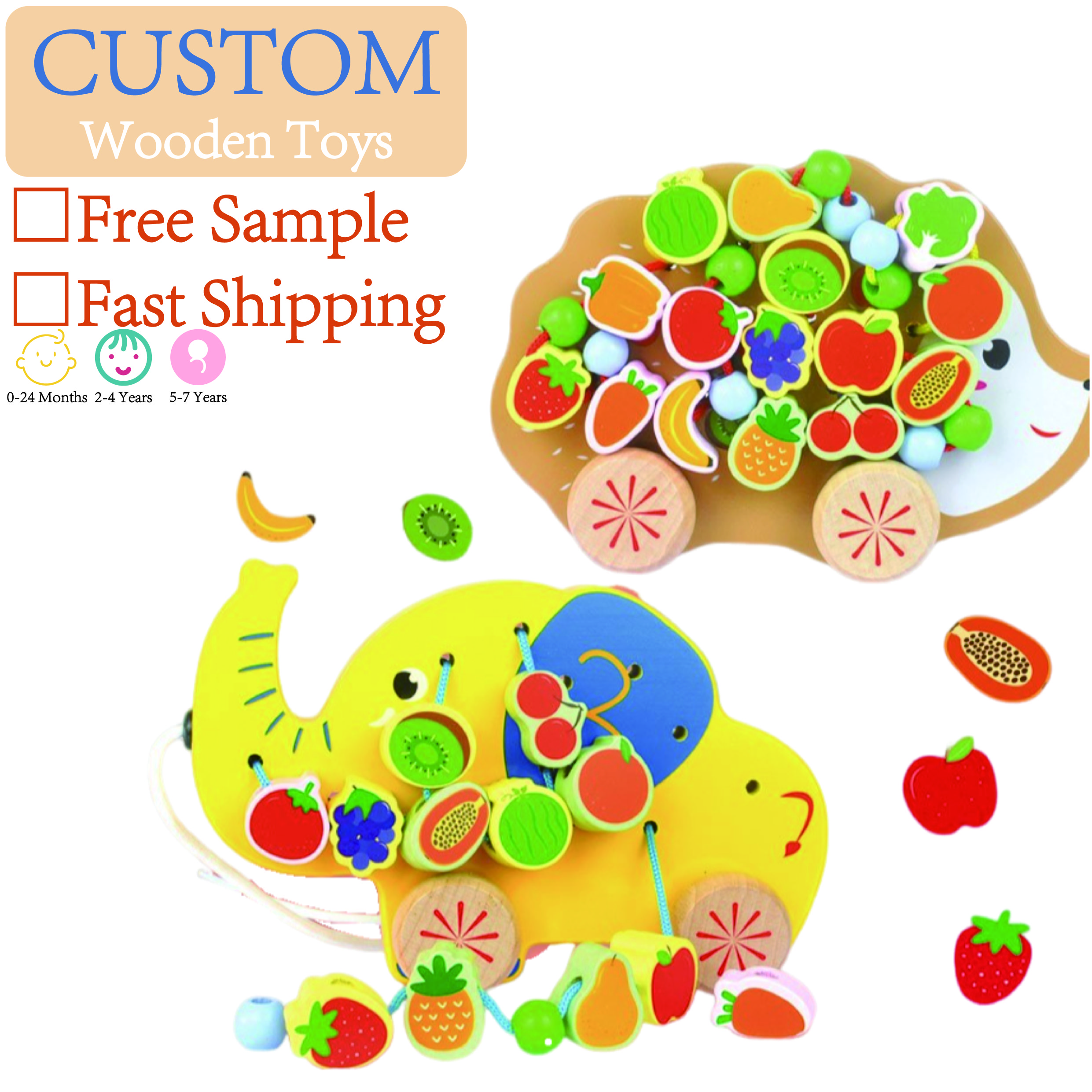 H7cbb1d68a6db47759d13b43a9afdde13z Children's Educational Toys Creative Hedgehog Elephant Drag Bead Toy Car Exercise Hand-eye Coordination Cultivate Concentration - Image 1