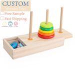 Free Sample Wooden Rainbow Tower Hanoi Tower Rainbow Stacked Circle Building Blocks Early Childhood Primary School Learning Aids