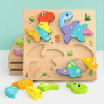 Montessori Four-in-One 3D Wooden Puzzle Toy for Kids Early Education Educational Hand-Eye Coordination for Baby & Children