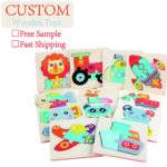 Early Educational 3D Animal Snap Puzzle Unisex Children's Early Learning Wooden Toys Jigsaw Puzzle Board Toys