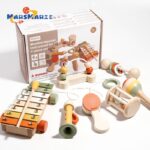 New Early Education Educational Multifunctional Wooden Rattles 7 Sets of Montessori Orff Musical Instruments Baby Grip Toys