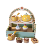 Wooden Play House Kids Toys Children Play Kitchen Accessories Simulates Hand Held Double Layer Dessert Rack