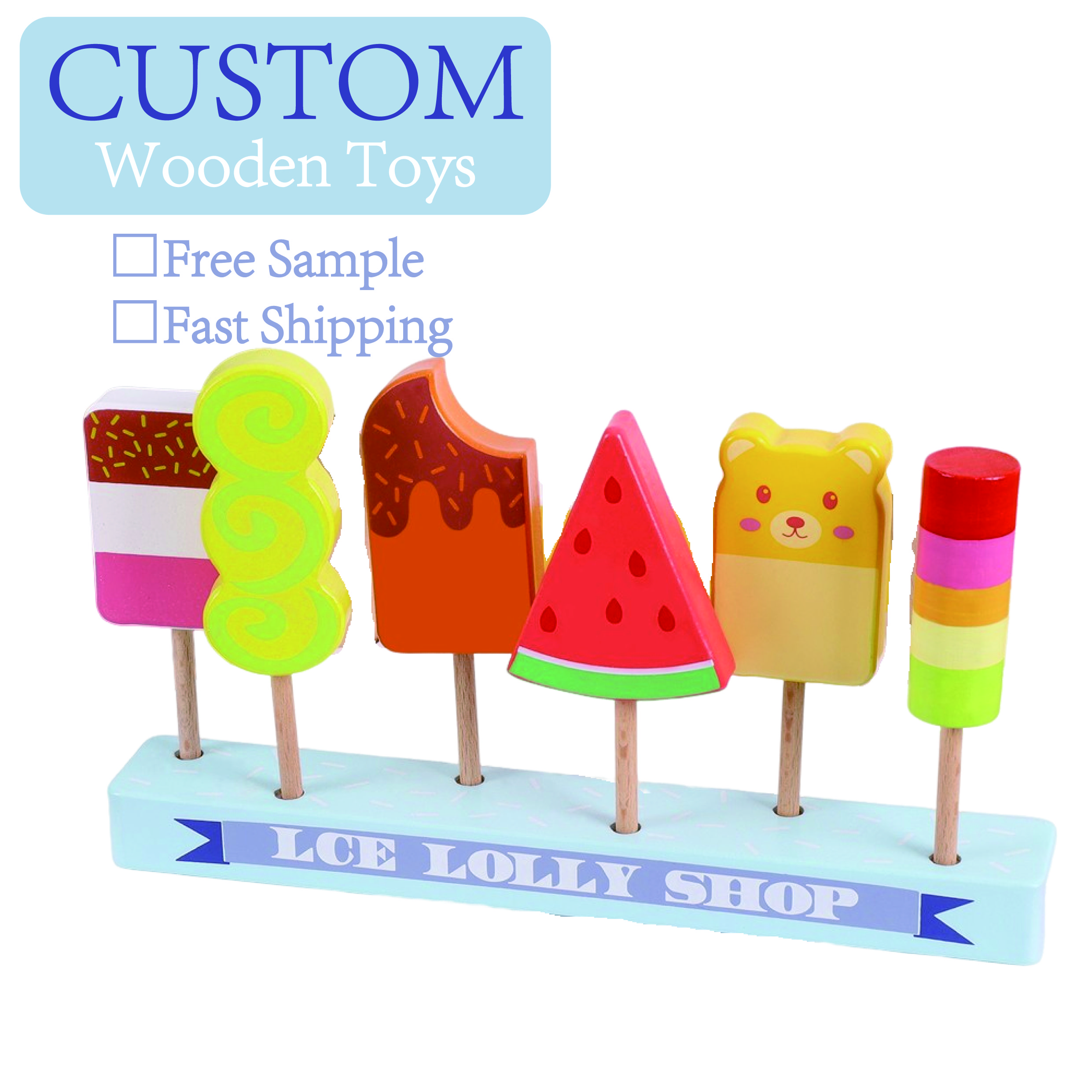 H89dcf411d9954b87ad18d2741168915fj Wooden Cartoon Little Bear Ice Cream Popsicle Children Early Education Cognitive Wooden Toys for Unisex - Image 1