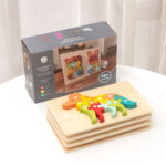 New Arrival Custom Children's Wooden 3D Cartoon Animal DIY Pegged Jigsaw Puzzle Early Educational Gift Toys Boys Girls CPC CE