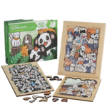 Panda Puppy Kitten Three in One Wooden Puzzles Educational Unisex Children's Animal Stacking Special Shaped Puzzles