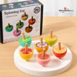 Wooden Colorful Rotating Spinning Top Fruit Animal Children's Traditional Nostalgic Wooden Early Educational Toy