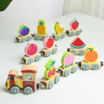 Wooden Popular Cartoon Animal Fruit Ocean Traffic Style Train for Kids Model Railway Age Range 2 to 7 Years Color Box Packing