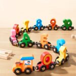OEM ODM New Montessori Wooden 12 Segment Digital Building Block Train Education Cognitive Digital Toy