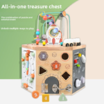 Multifunctional Wood Beaded Polyhedral Busy Treasure Box Early Education Building Block Toys Toddlers Fine Training Toys