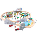 Premium 95-Piece Beech Wooden Train Set Unisex Railway Construction Wooden Puzzle Educational Toys