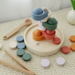 Montessori Children's Six Color Classification Cup Clip Ball Matching Flower Plate Early Educational Wooden Toys