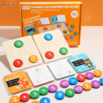 MarsMarie Wooden Children's Ten-Frame Array Math Toys Kindergarten Teaching Aids for Addition Subtraction Enlightenment