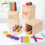 New Product Wooden Montessori  Skills  Color Shape Sorting Coin Box Geometric Matching Blocks Game Toy