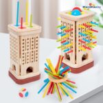 Small 3-in-1 Wooden Stick Educational Toy for Parent-Child Interaction Space Brain Thinking Games for Children