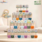New Montessori Toddler Baby Educational Games Wooden Alphabet Letter Flower Pairing Spelling Object Cognition Stick Toy for Kids