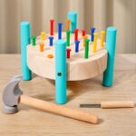 Safety 3D DIY Creative Wooden Table Enlightenment Early Education Knock Hit Tool Box Toy for Kids