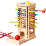 Parent-Child Interactive  Colorful Square Wooden 3-In-1 Stick Game Set Math Montessori Board Game for Kids