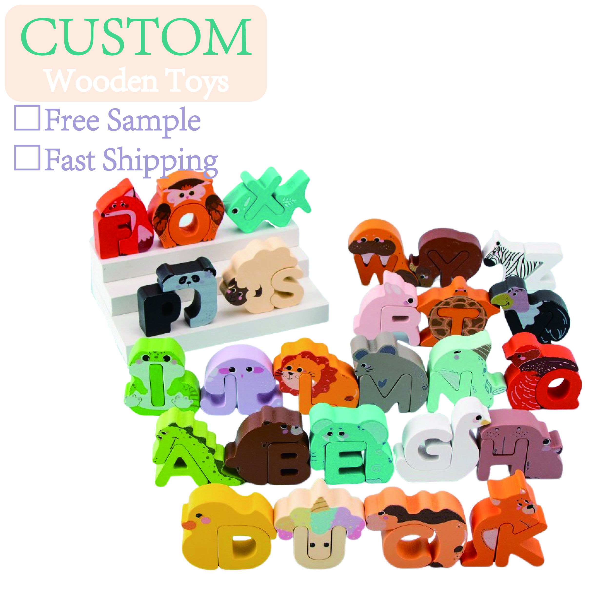 H9cbcd115ff514593ab71a94cecaffc4cT Unisex Wooden 26 Alphabet Puzzle ABC Letter Animal Puzzles Montessori Sorting Blocks Board Preschool Matching Game Color Box - Image 1