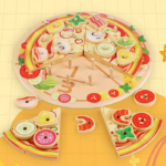 Children's Educational Wooden Kitchen Set Hands-On Pizza Simulation Play House Featuring Mushroom Pizza Toy