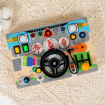 Busy Steering Wheel Simulation Driving Experience Children Early Educational Montessori Driving Fun Wooden Toys