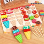 Children's Educational Wooden Toy DIY Ice Cream Shop Pretend Play Set Homemade Ice Cream Simulation Toy