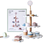 Morandi Color Palette Three-Layer Wooden Simulation Cake Toy Cute Mini Afternoon Tea Kitchen Playhouse Set for Preschoolers