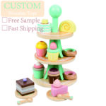 Multifunctional Wooden Dessert Stand for Kids Pretend Play for Afternoon Tea Scene Kitchen Food & Toy Set Great Gift Idea