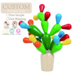 Children Assembled Wooden Cactus Tree Educational Toys Montessori Early Education Wooden Toys Puzzle Blocks