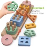Montessori Educational Building Blocks Early Education Wood Intellectual Puzzles with Geometric Shape Matching