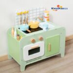 Wooden Children's Kitchenware Set Fresh Green Pretend Play for Kindergarten Educational Cooking Simulation Toys for Kids