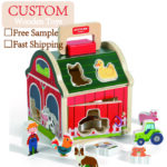 Wooden Animal Shape Awareness Puzzle Early Education Children's Farm Matching House Disassembly Assembly Toys Box