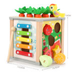 Educational Montessori Toys  6 in 1 Shape Matching Clock  Wooden Bead Maze Kids' Music Instrument Toy  Activity Cube