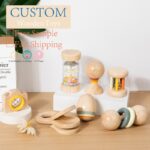 Baby Wooden Teething Rattle Toy Set Wooden Musical Instruments Baby Hand Rattle Kids Early Educational Toys