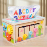 Children's Multifunctional Tissue Box Seven-in-one Game case Educational Toys Shape Matching Cognitive Wooden Toys