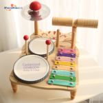 CE CPC Certified Wooden Music Station for Kids, Multifunctional Montessori Toy, ASTM F963 & EN71 Compliant for Early Education
