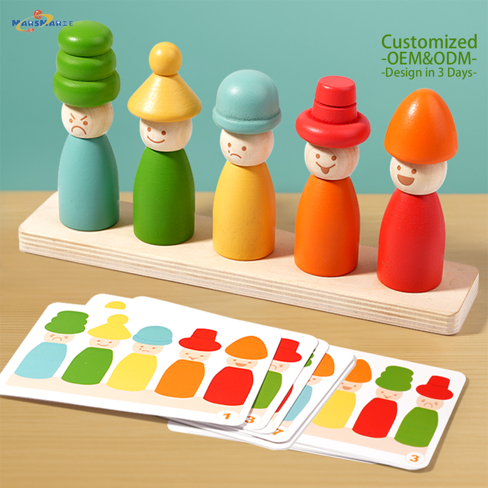 Hba3d9fbf01bc4ea0b1342deb7baf83b9A Montessori Toys Wooden Peg Doll Stacking Puzzle Color Cognition Educational Toy Fine Motor Skills Puppet Toys CPC CE EN71 - Image 1