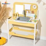 Children's Playing Simulation Washing and Makeup Washbasin Table Early Educational Doll Houses Toys for Kids Girls Gift