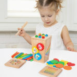 5 in 1 Wooden Color Sorting Toy Early Educational Toy Kids Develop Concentration Colour Shape Pairing Toy for Sensory Training