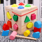 Children's Memory Training and Cognitive Training Early Education 13 17 Holes Wooden Box Toy Shape Matching Building Blocks