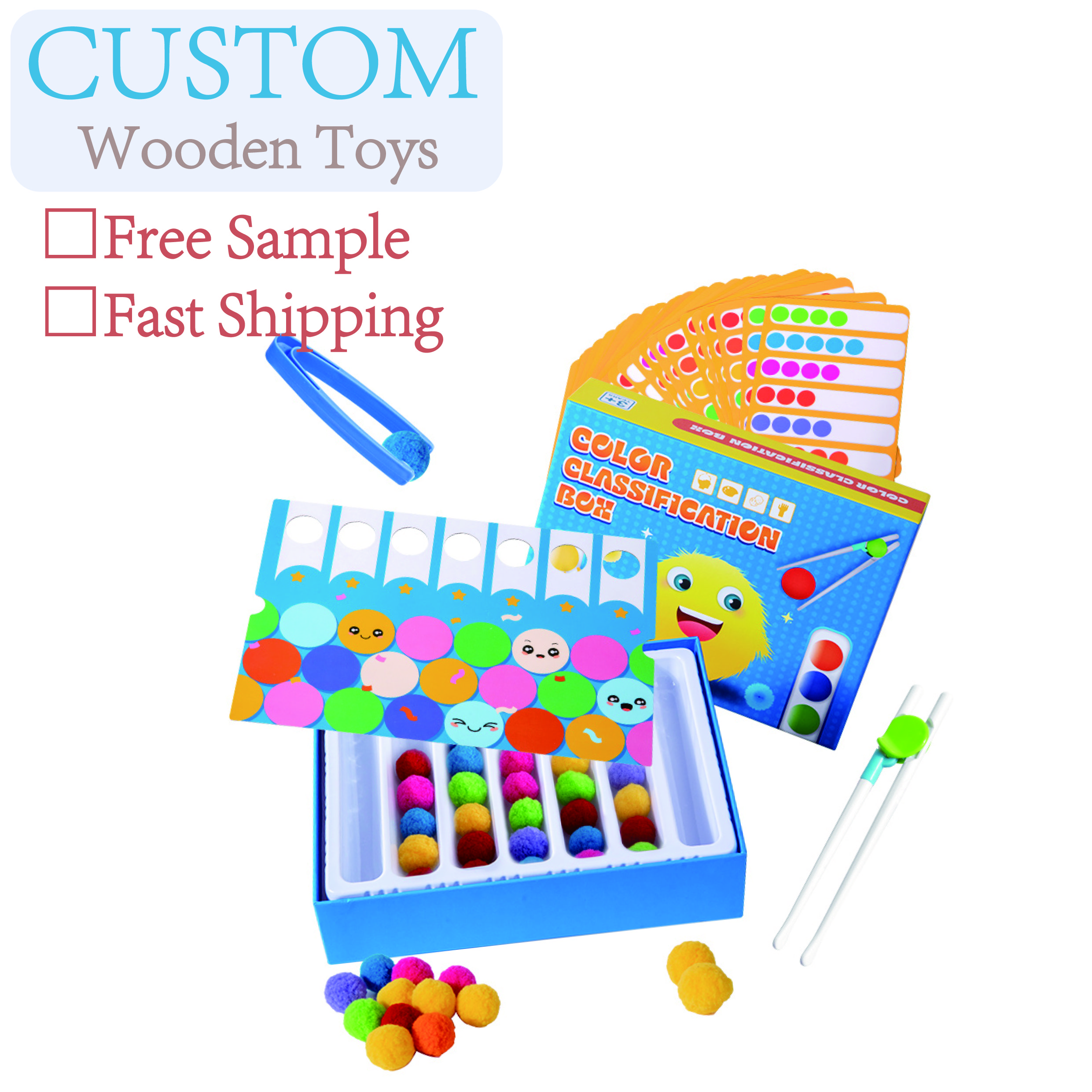 Hc1ac5c6b0a6d4459ae6198e05d773844y Early Educational Wooden Clip Hair Ball Game Montessori Children's Enlightenment Color Sorting Cognitive Puzzle Toys - Image 1