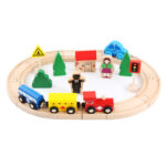 Hot Selling 32PCS Beech Wooden Montessori Educational Toys Building Block Sets Creative Track Train for 2-4 & 5-7 Years