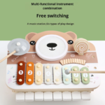 Children's Educational Early Education Toys Wooden Bear Piano Drum Percussion Instrument for Baby Music Enlightenment