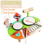 Children's Multi-functional Percussion Instruments Knocking Piano Playing Hand Clap Drums Baby Puzzle Music Wooden Toys