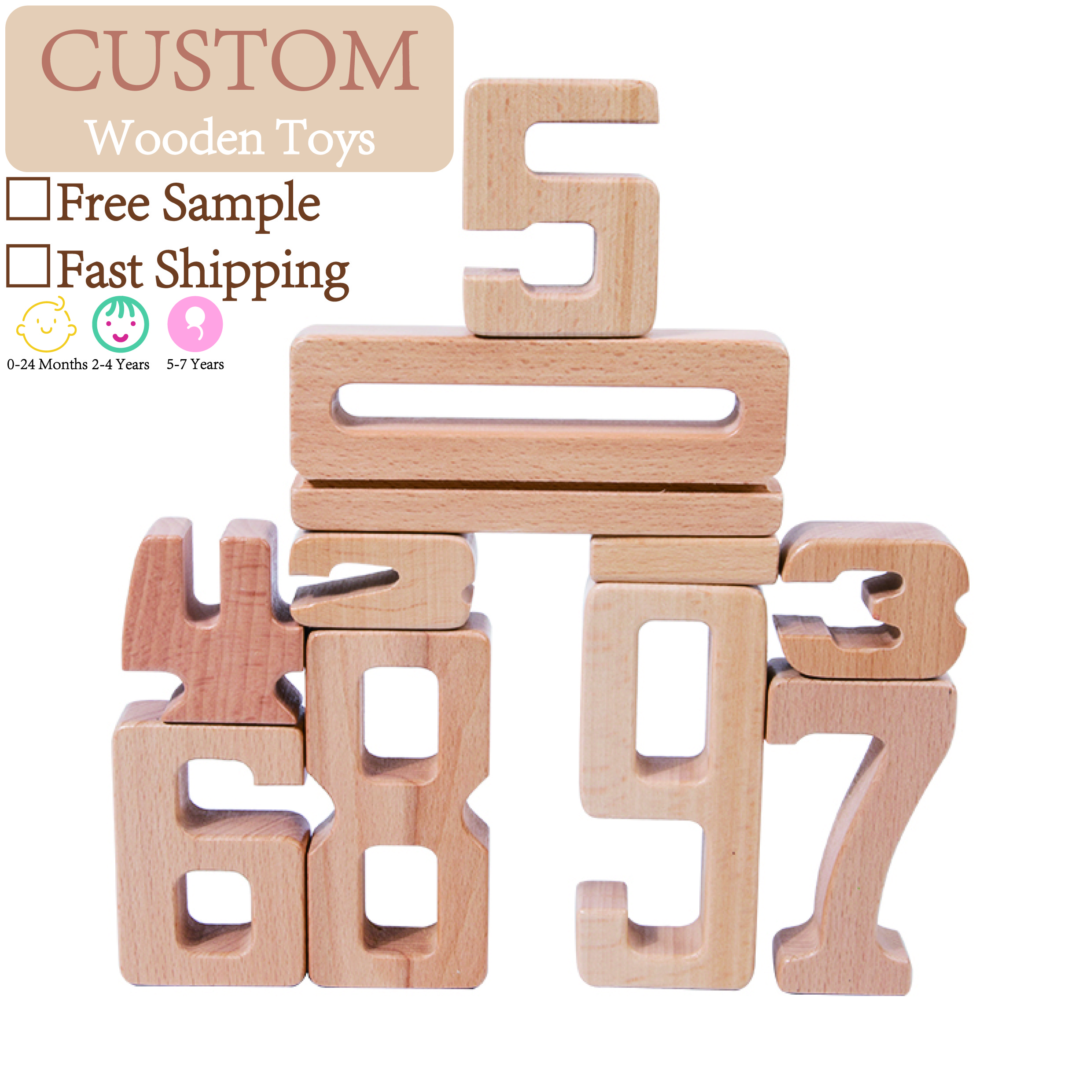 Hd06ea95505bb4b6191c0952acf478e97A Early Education Montessori Beech Wood Digital Building Blocks Kindergarten Mathematics Teaching Tools - Image 1