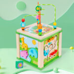 Children's Early Education Multifunctional Wooden Puzzle Box for Kids Scene Matching Toy Beads Treasure Square Intelligence Toy