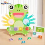 Montessori Wood Finger Counting Board Frog-Style Arithmetic Teaching Aid for Early Children's Educational Toy