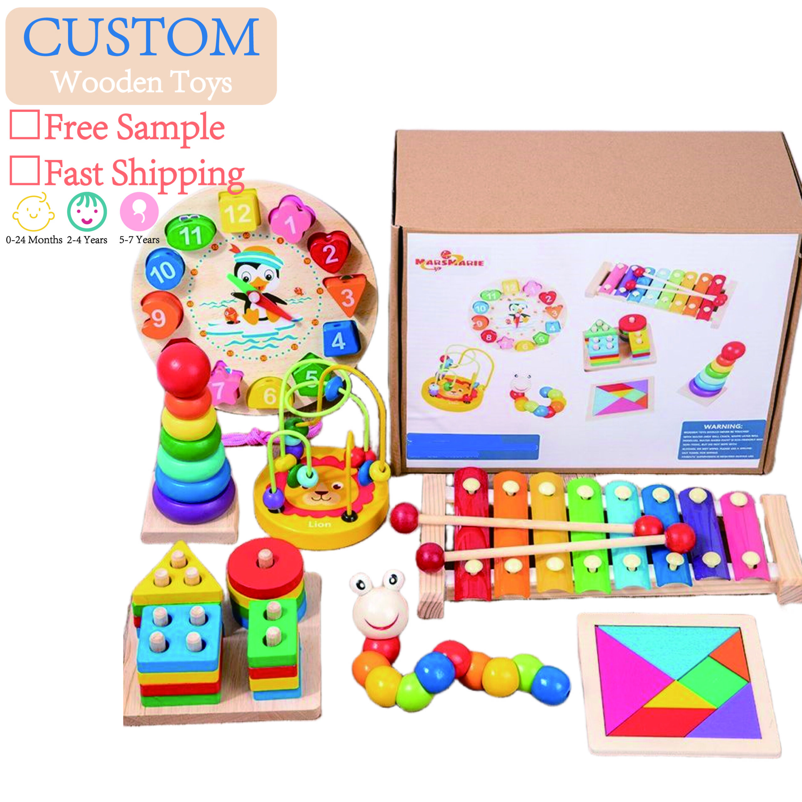 Hdbc46e8138314f44857efe02b24def34H Montessori Early Education Wooden Baby Intellectual Development Toys Music Funny Hand Knock Toy for 1-3 Year Old - Image 1