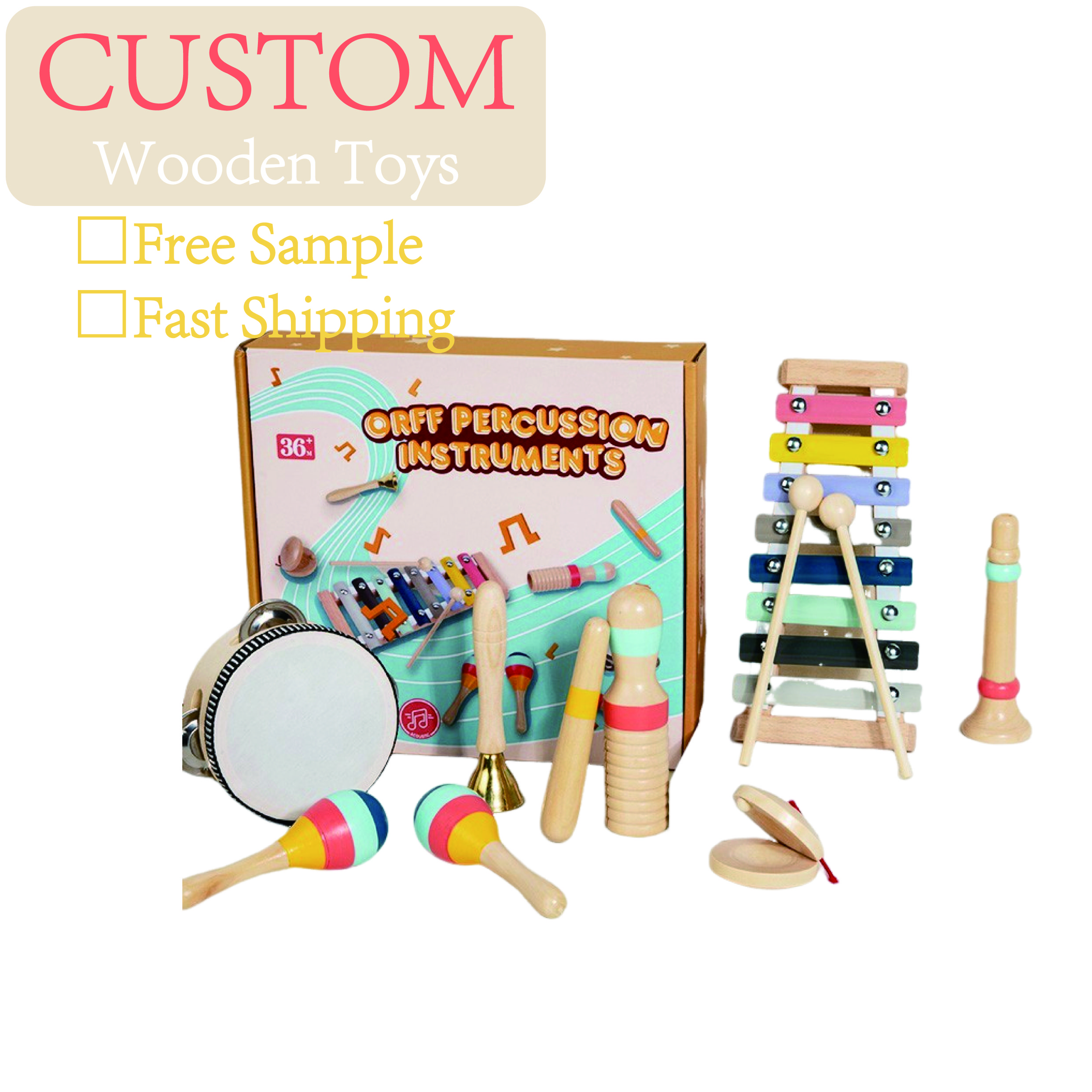 Hdbdfe0c829f54b998f81035c2ec5281fh Children's Musical Instrument Set Wood Material Sound Cognitive Early Education Enlightenment Musical Game - Image 1